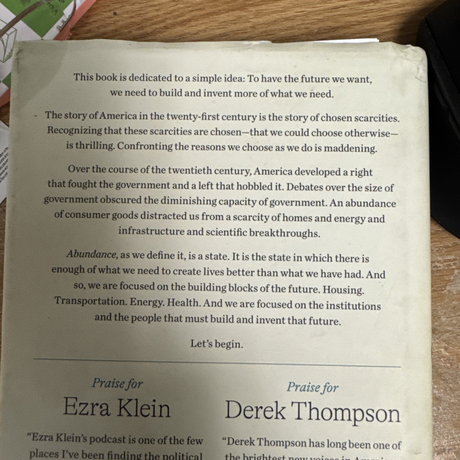 Abundance by Ezra Klein and Derek Thompson (2025, Hardcover)