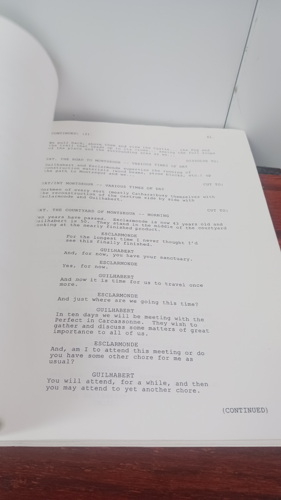 Screenplay Esclarmonde By S W Garland