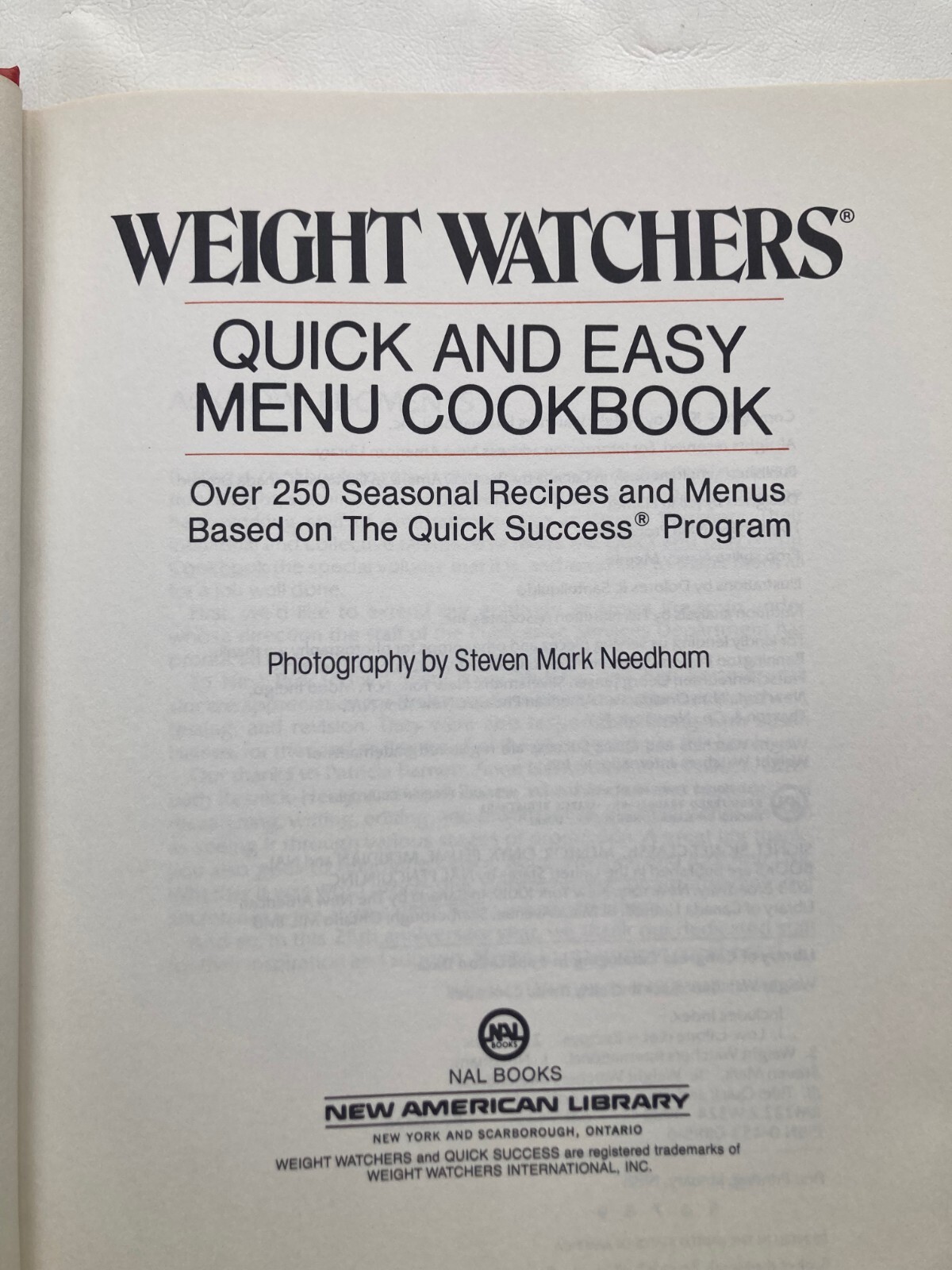 Weight Watchers Quick and Easy Menu Cookbook 250 RECIPES QUICK SUCCESS 340 PAGES
