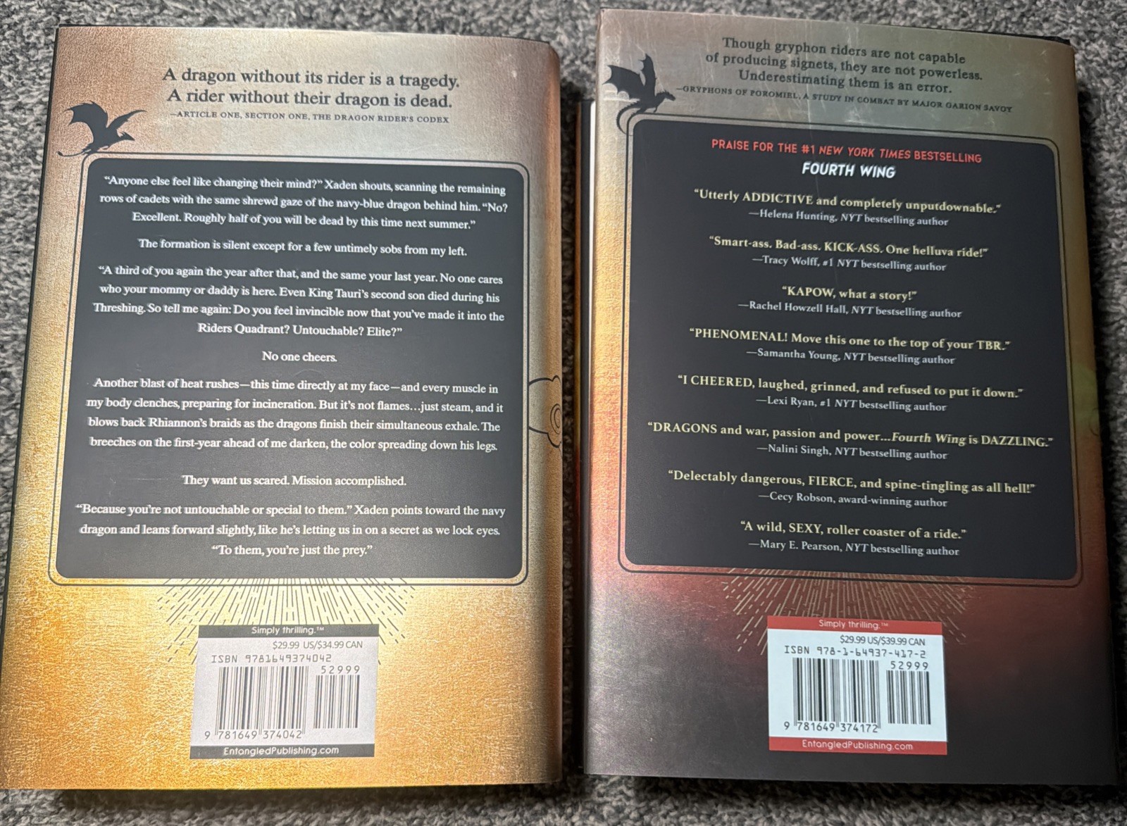 Fourth WIng & Iron Flame Set Rebecca Yaros Hardcover Dust Jacket
