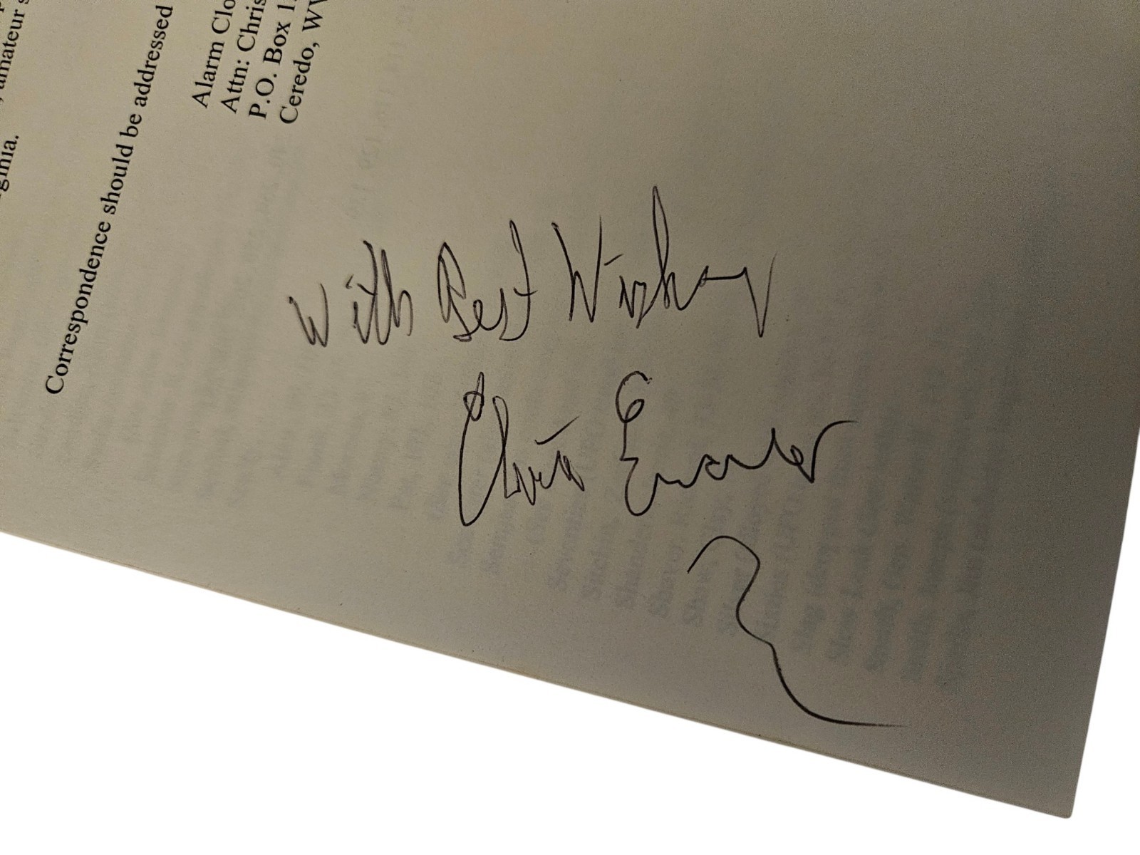 Alien Conspiracy Uraveling the UFO/Alien Mystery Chris B. Evans Book Signed USED