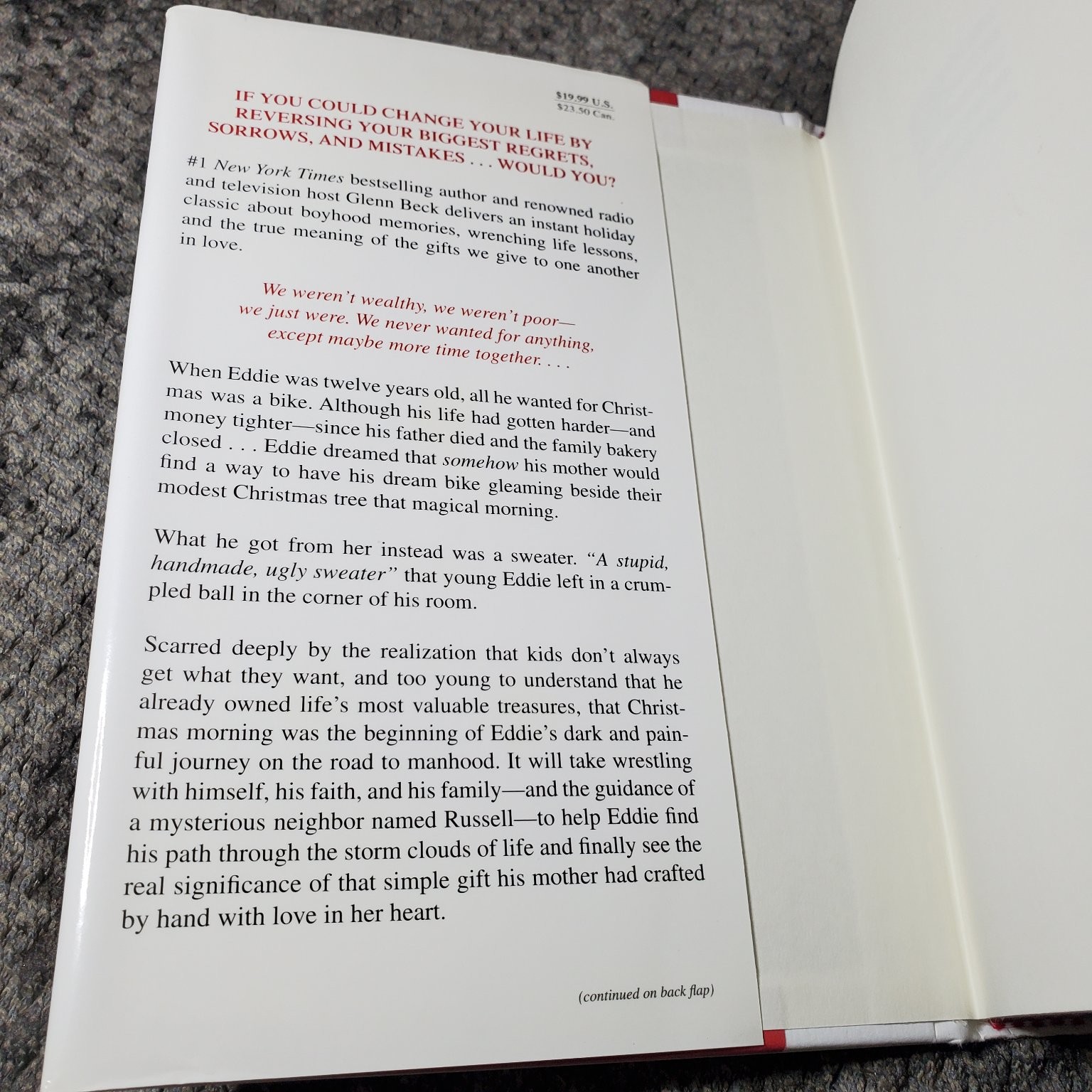 The Christmas Sweater Glenn Beck 2008 Holiday Fiction Threshold Hardcover Book