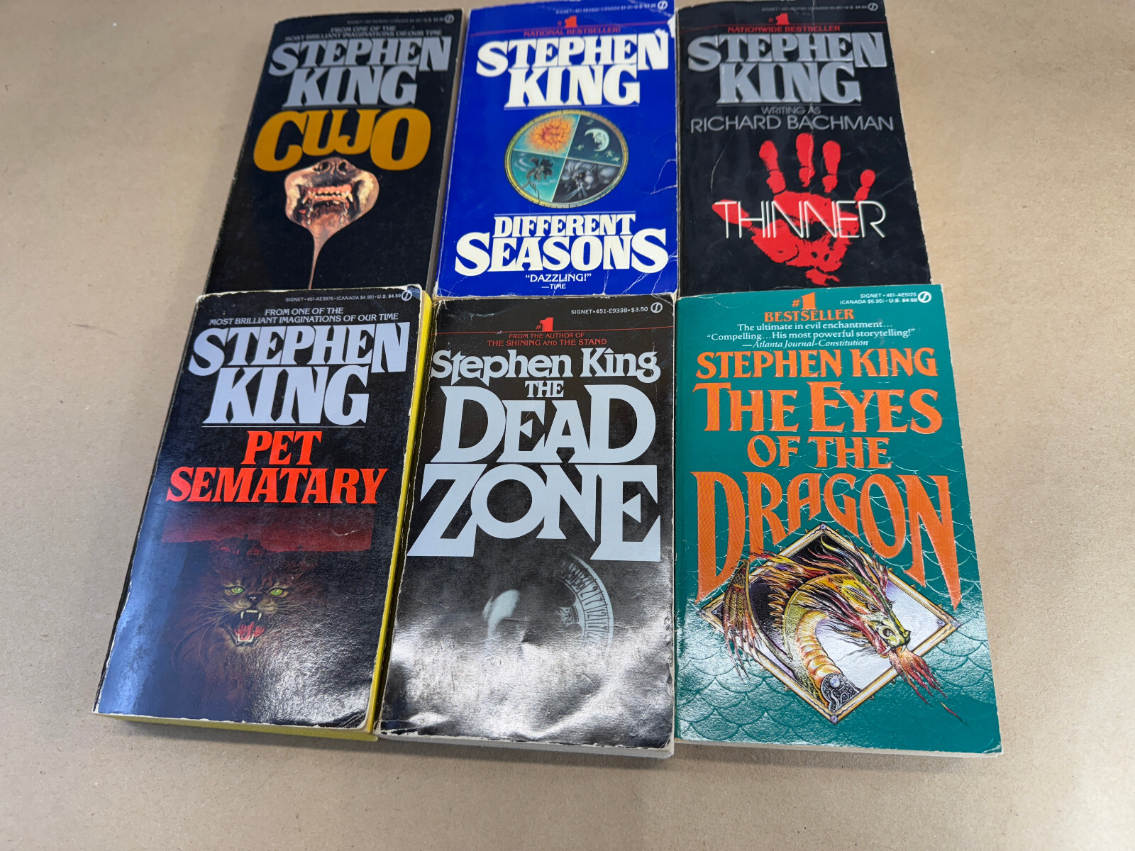 Stephen King PB Lot 6 Vtg Cujo DEAD ZONE Thinner PET SEMATARY Different Seasons
