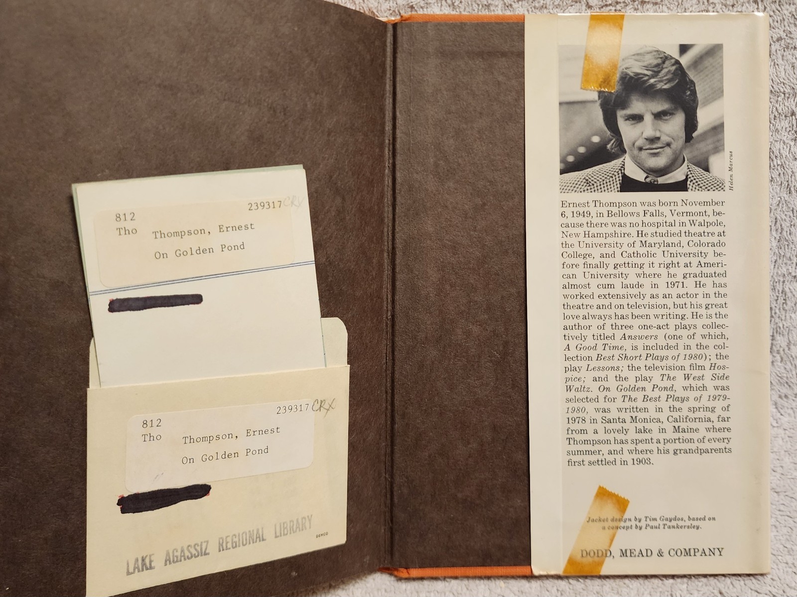 On Golden Pond A Play by Ernest Thompson 1st Edition 1979 Hardcover HCDJ ex lib