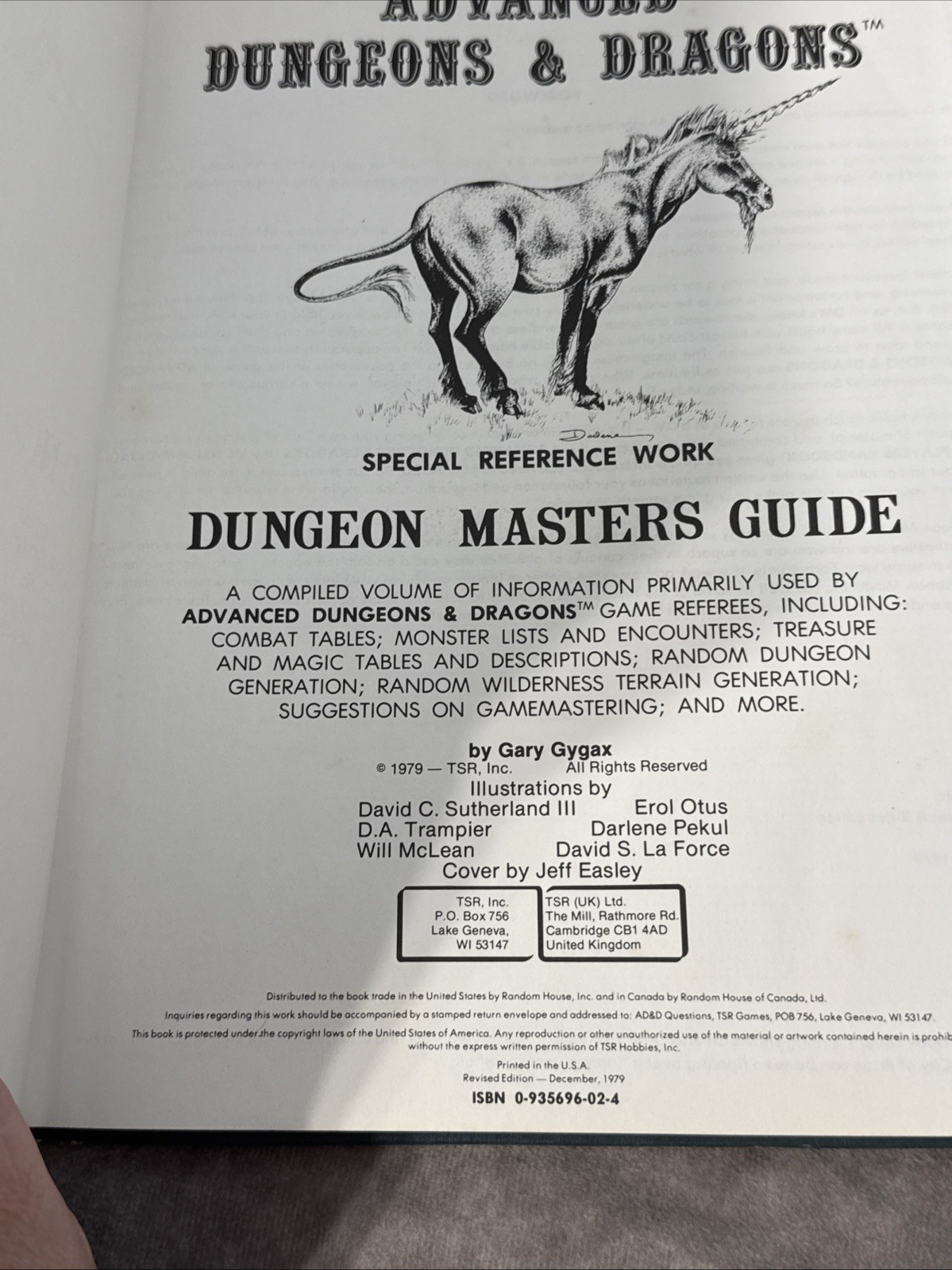 Dungeon Master’s Guide Advanced Dungeons & Dragons Revised Dec 1979 READ DESC