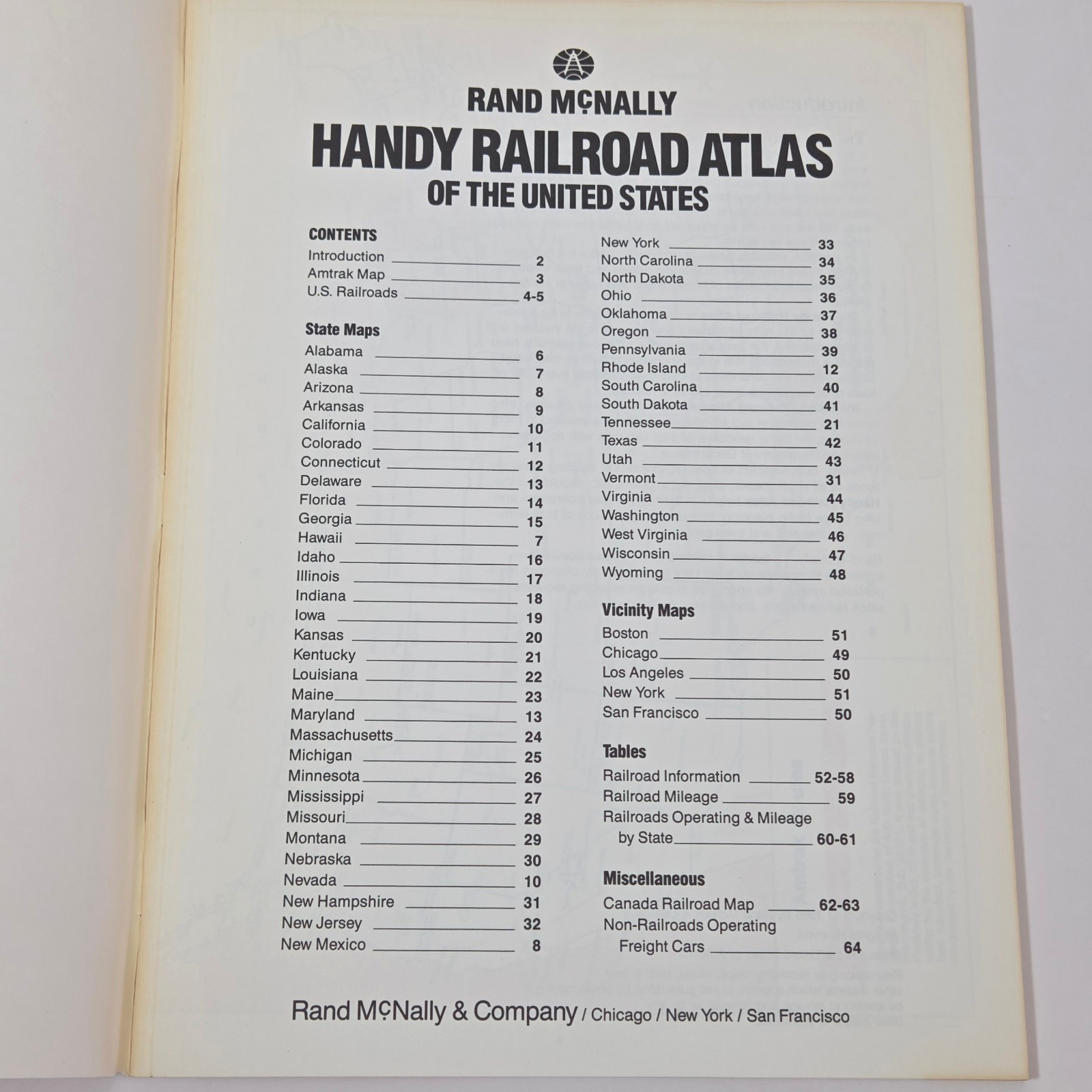 Handy Railroad Atlas of The United States Rand McNally 1988 Maps of 50 States