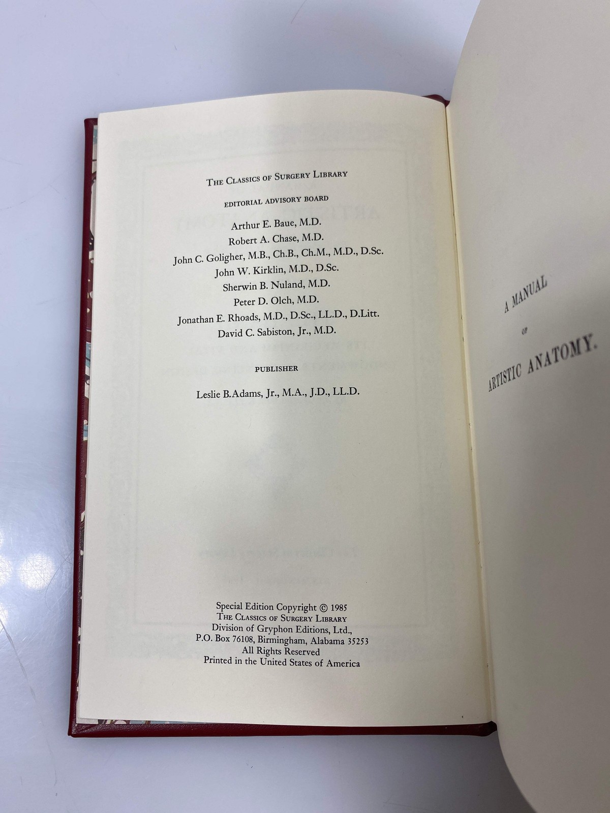 A Manual of Artistic Anatomy & The Hand 1983 Classics of Surgery HC