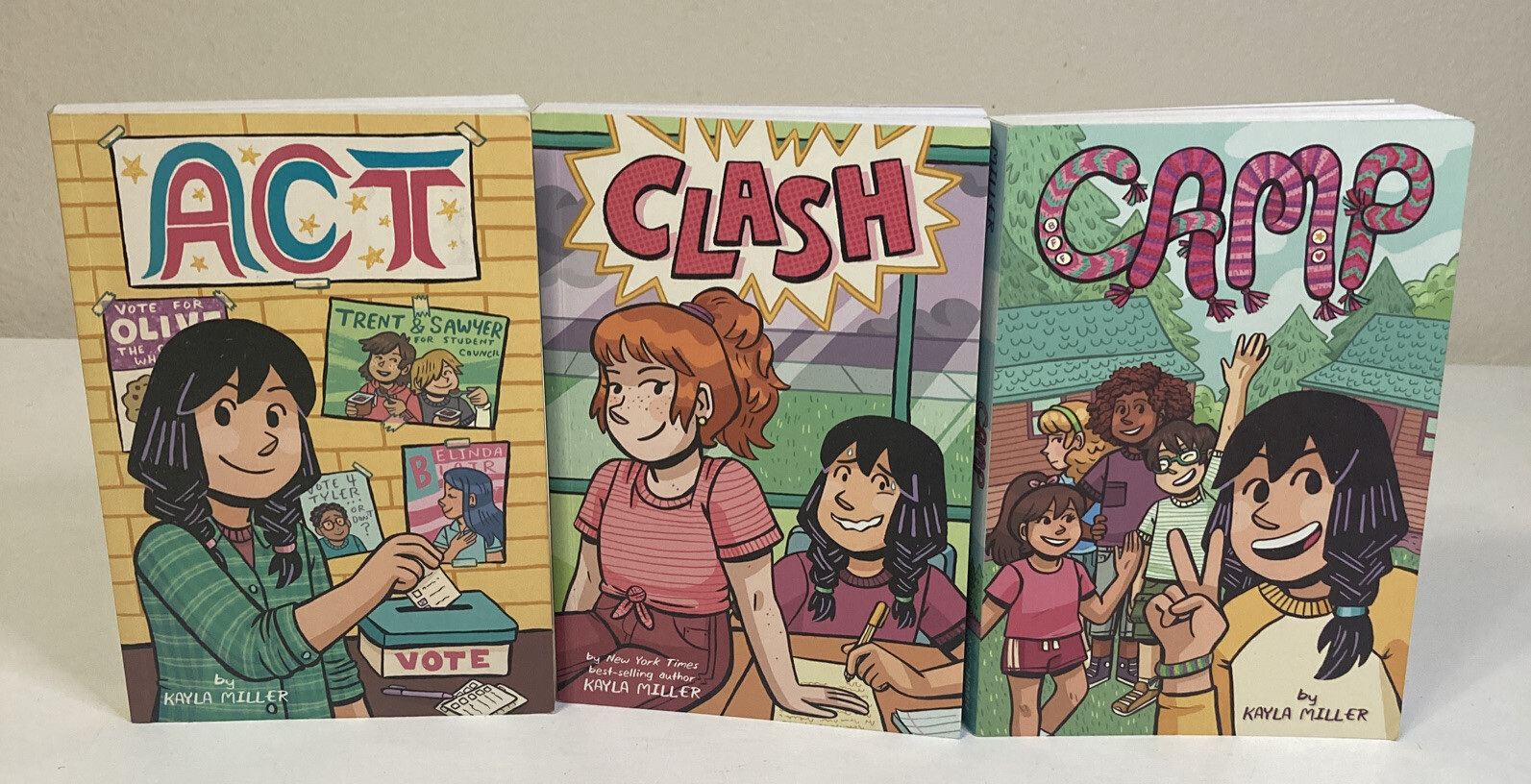 Lot Of 3 Click Paperback Graphic Novels: Act, Clash, Camp By Kayla Miller…