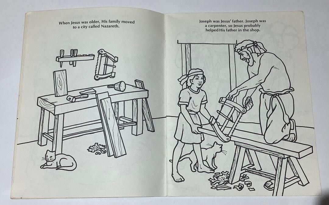 Vintage Life of Jesus Bible Story Coloring Book Warner Press 1988