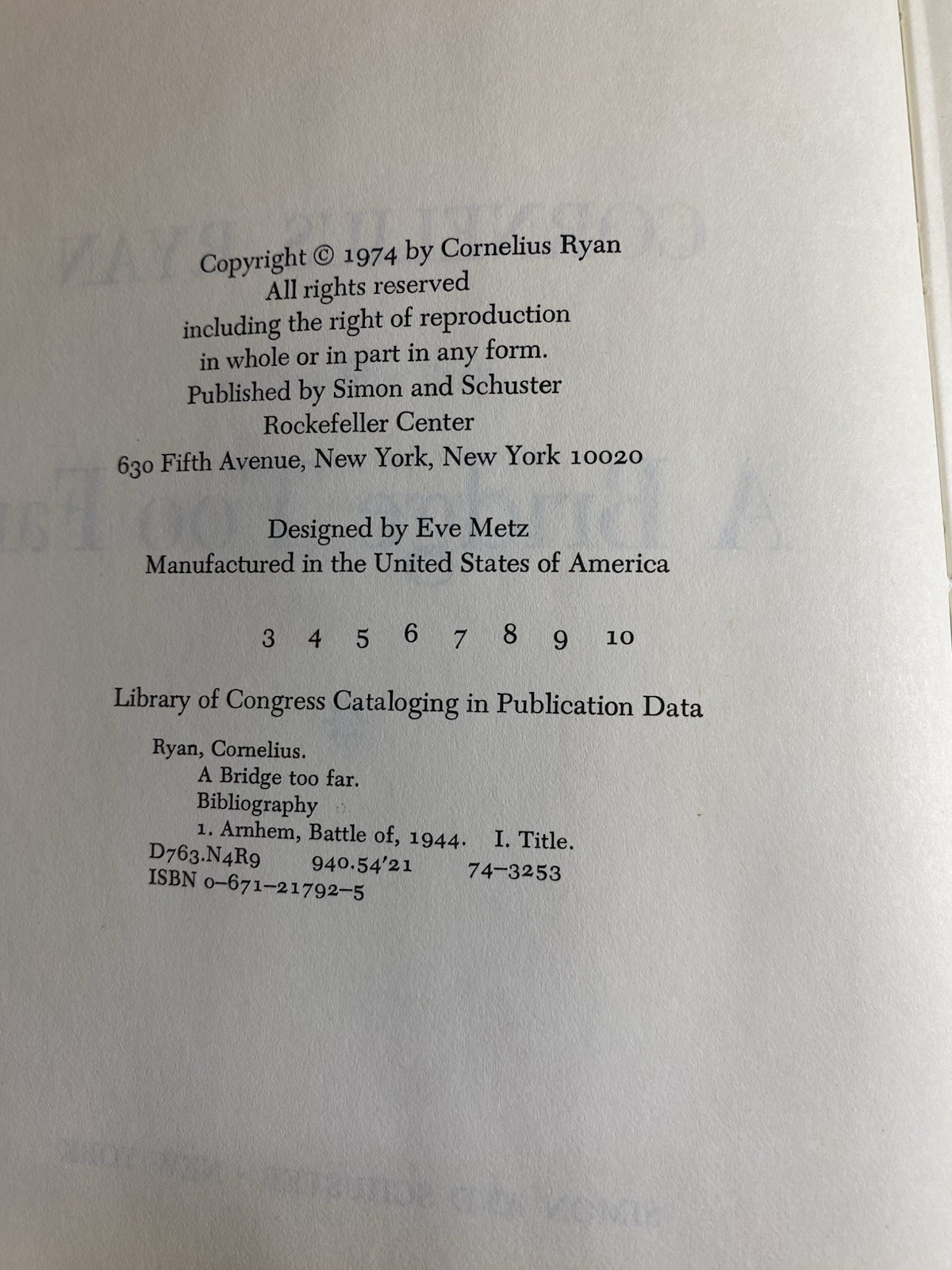 Bridge Too Far by Cornelius Ryan (1974, Hardcover)