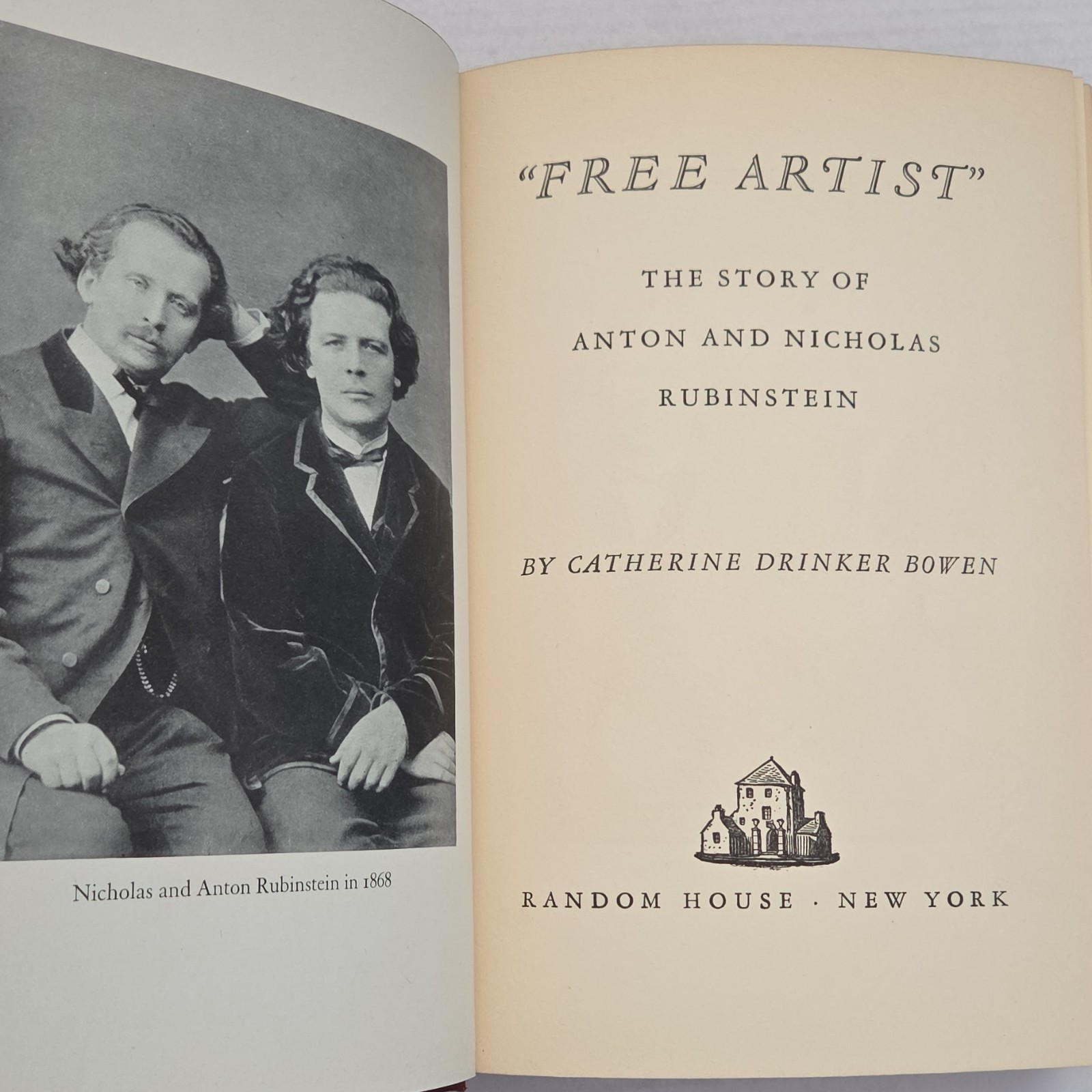 Free Artist Rubinstein Catherine Drinker Bowen Hardcover Random House 1939