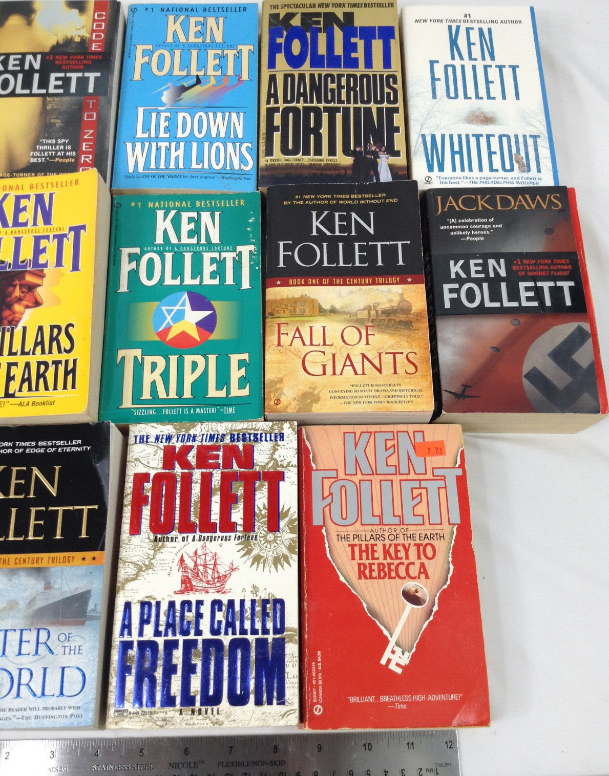 Ken Follett Lot Of 13 PB Book Fall of Giants, Winter World, Pillars of the Earth