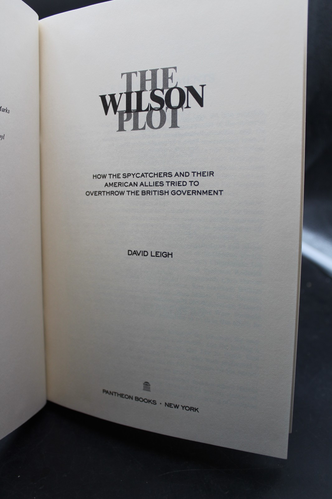 The Wilson Plot David Leigh 1988 British Politics First American Edition