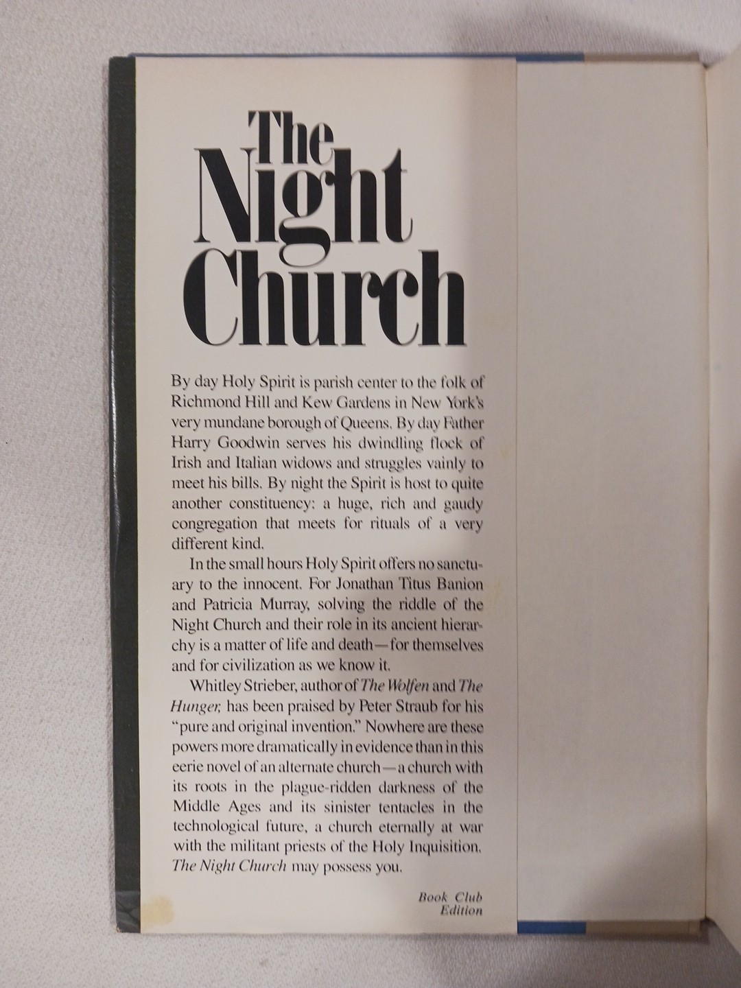 The Hunger + Night Church Whitley Strieber BCE Hardcover Vintage Horror Vampires