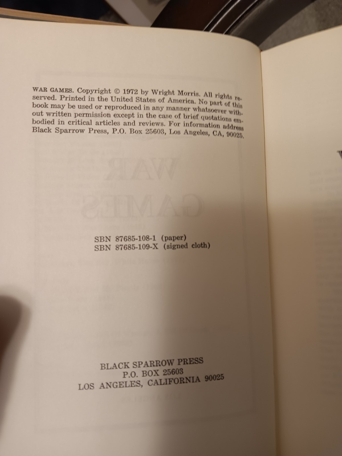War Games by Wright Morris Signed and Numbered / LTD HC