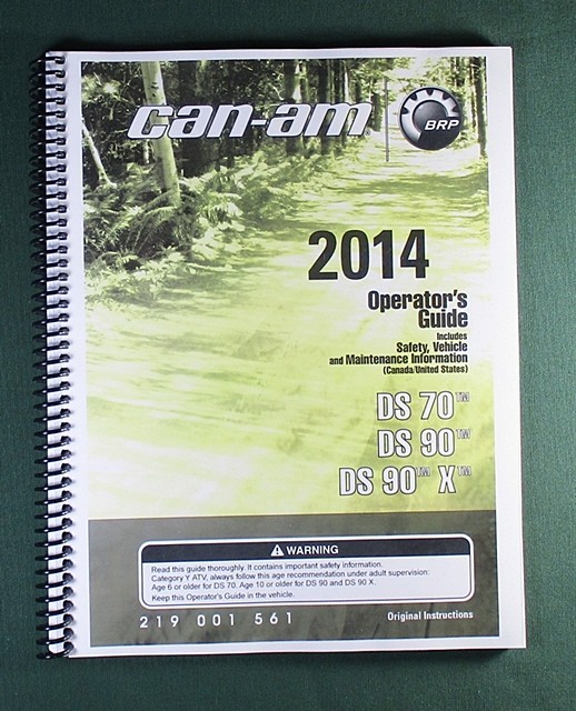 2014 Can-Am DS 90 Owner’s Manual: 132 Pages & Protective Covers