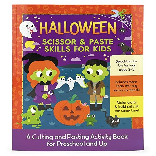 Halloween Scissor Paste Skills for Kids Ages 3-8, Includes Stickers S – GOOD