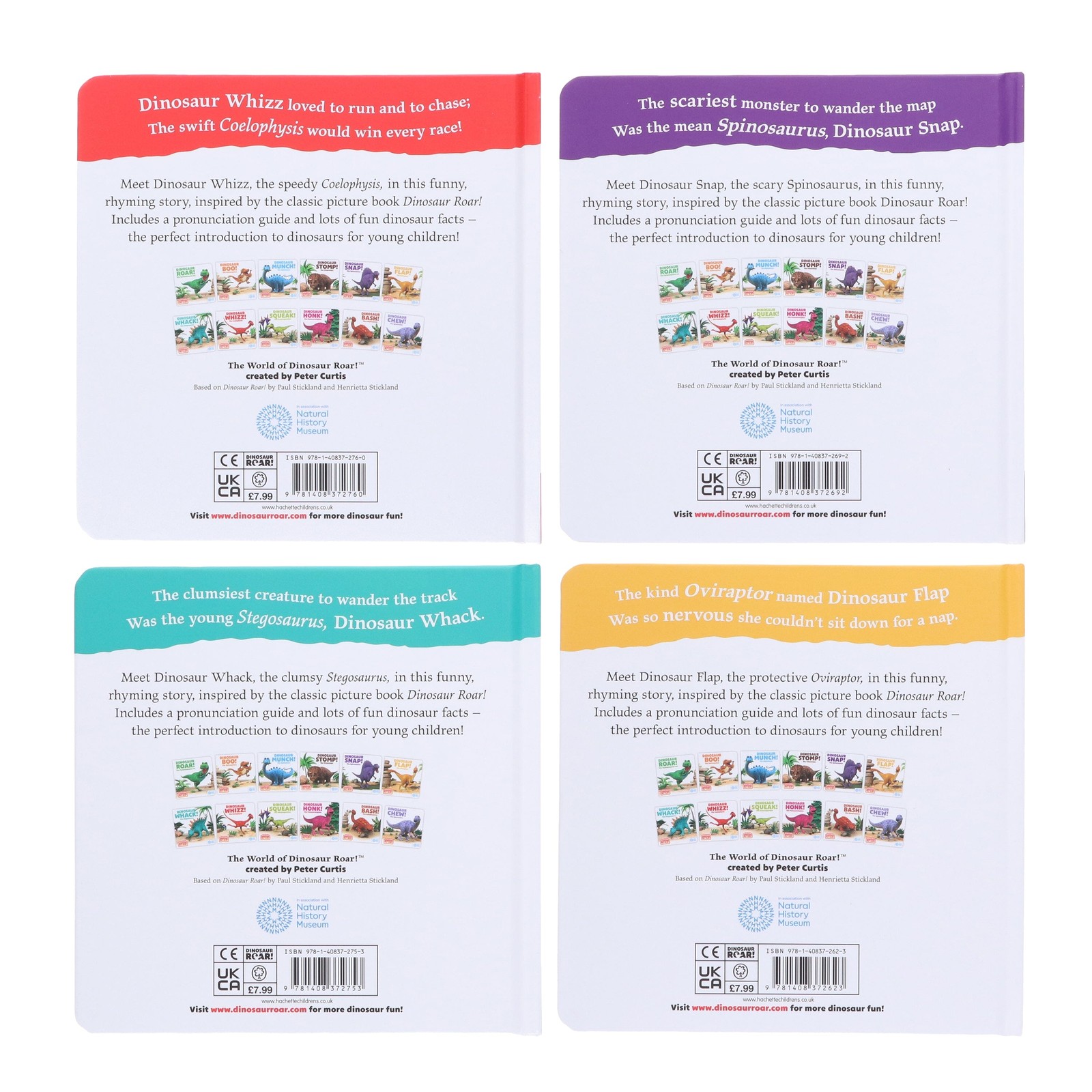 World of Dinosaur Roar 4 Board Books – Ages 3+ – By Peter Curtis & Jeanne Willis
