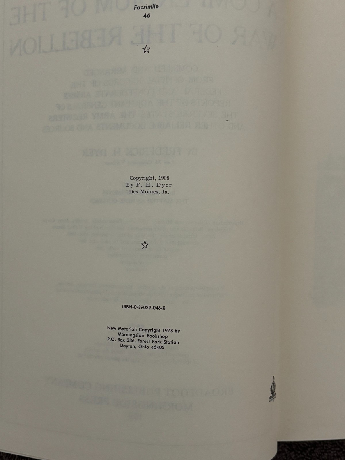 A Compendium of the War of The Rebellion-1994 Broadfoot/Morningside Edition