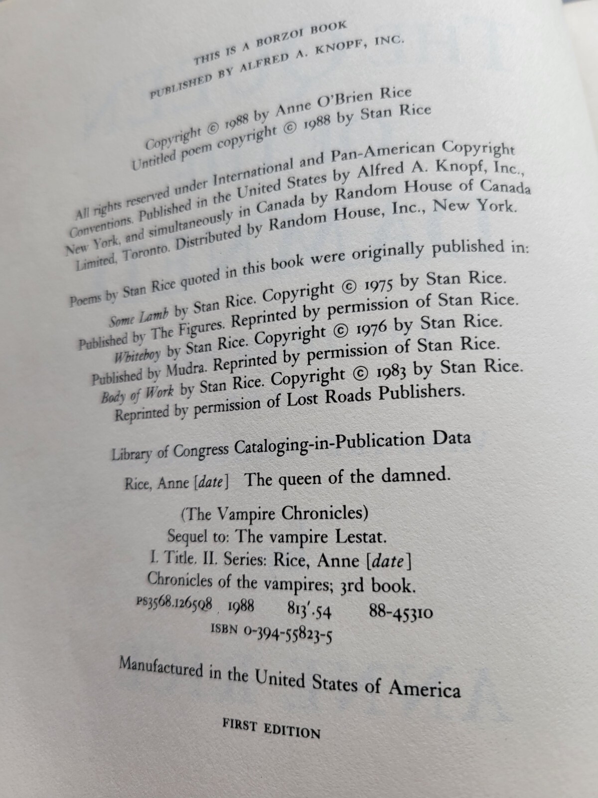 Vampire Chronicles Ser: The Queen of the Damned by Anne Rice (1988, Hardcover)