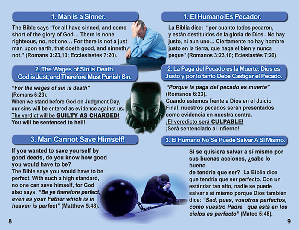 “ENGLISH & SPANISH” Bilingual Tracts, 20 Pages Each, Pack of 40 units, POWERFUL!
