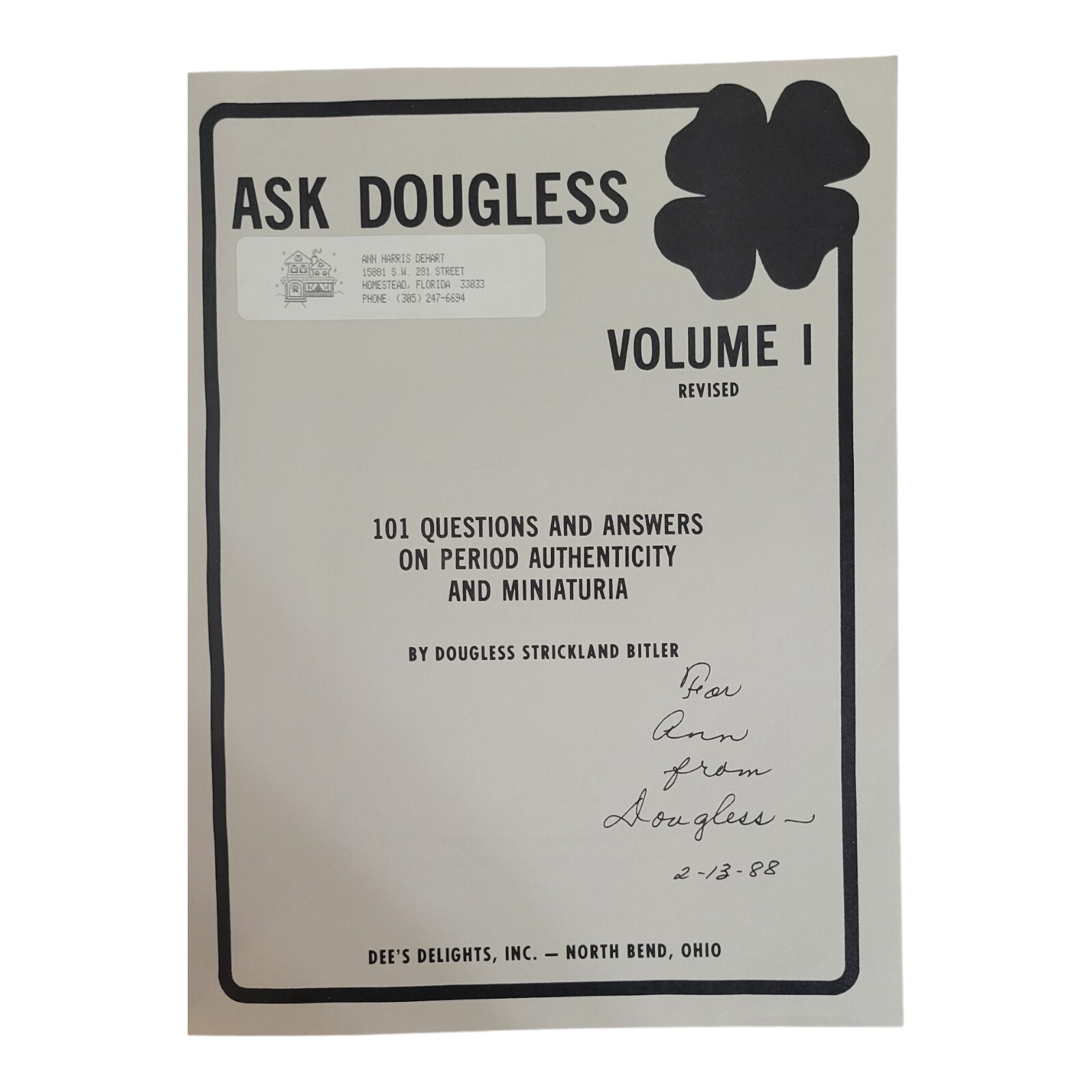 Ask Dougless Volume 1 Revised Volume 2 by Dougless Strickland Bitler Signed 80s