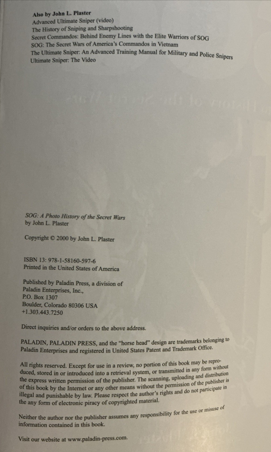 Sog: A Photo History of the Secret Wars John Plaster-Good