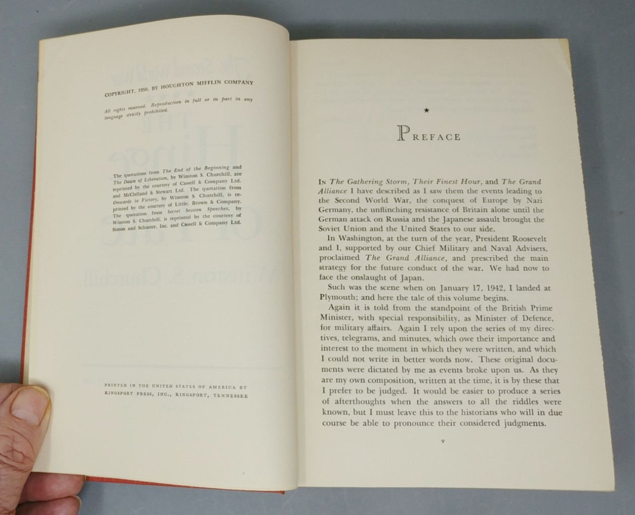 Winston Churchill THE HINGE OF FATE 1950 1st Edition Houghton Mifflin WWII