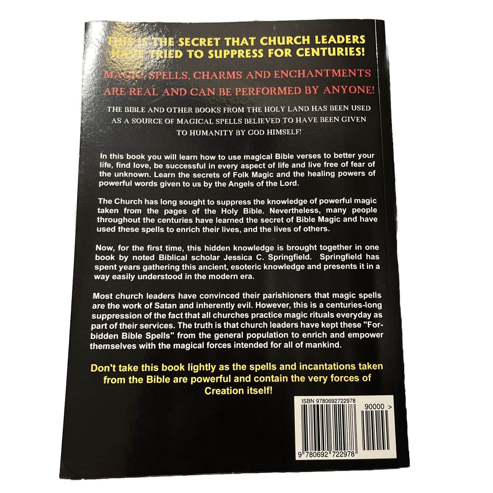 Forbidden Magic Spells From The Bible By Jessica C. Springfield