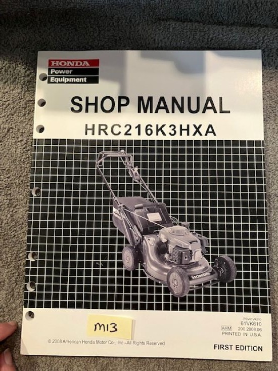 OEM HONDA HRC216K3HXA ROTARY LAWN MOWER SERVICE MANUAL W/SUPPLEMENTALS CW 2008