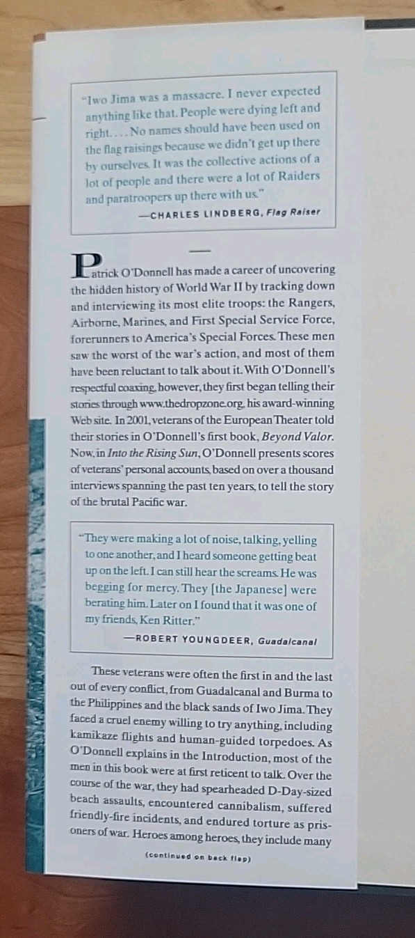 “Into the Rising Sun” By Patrick K O’Donnell World War II – Pacific Combat EC