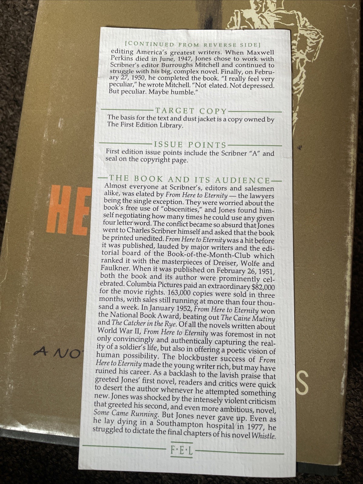 JAMES JONES FROM HERE TO ETERNITY The First Edition Library