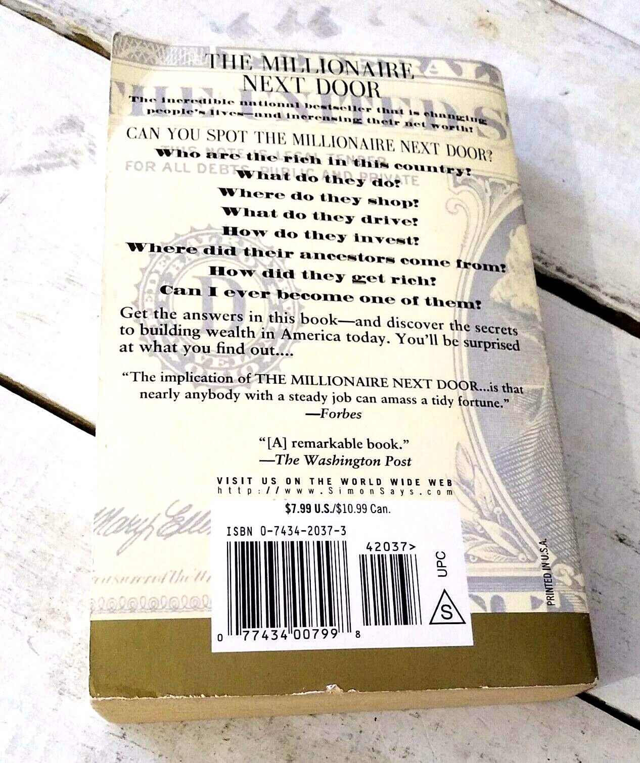 The Millionaire Next Door Thomas Stanley William Danko Finance Paperback