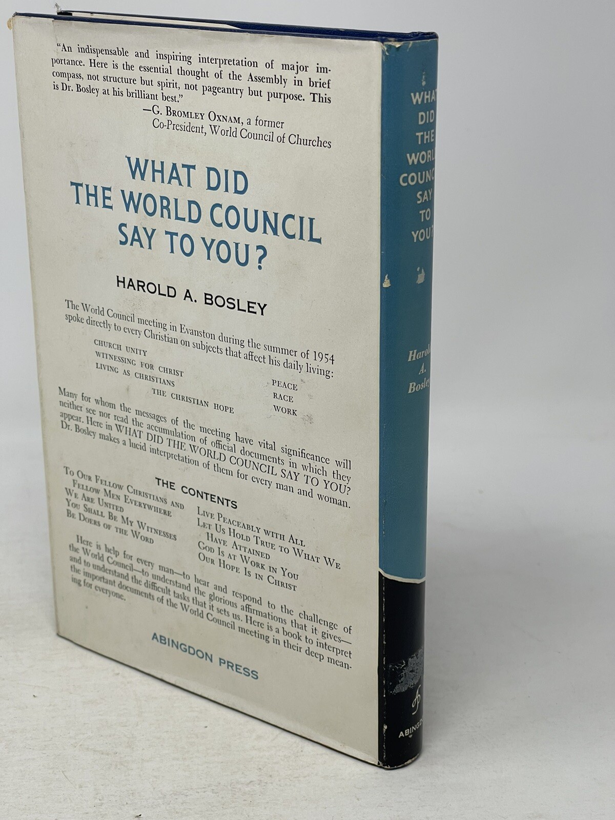 What Did the World Council Say to You Harold A. Bosley HC DJ 1960 SIGNED 1st Ed