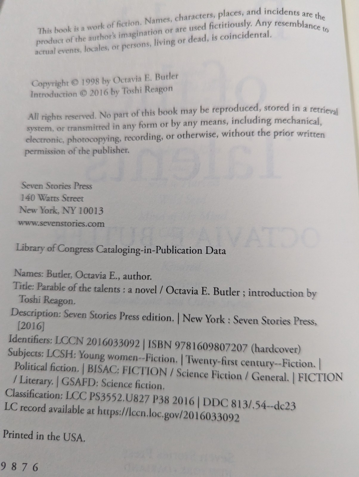 Octavia Butler Parable of the Sower; Parable of the Talents 2 Volumes 2016