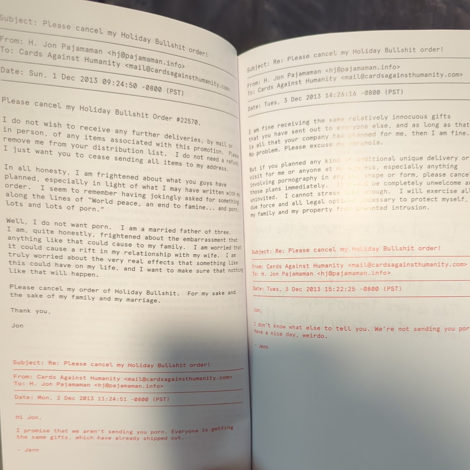 Cards Against Humanity Book ‘Your Emails Are Bad & You Should Feel Bad’ Booklet