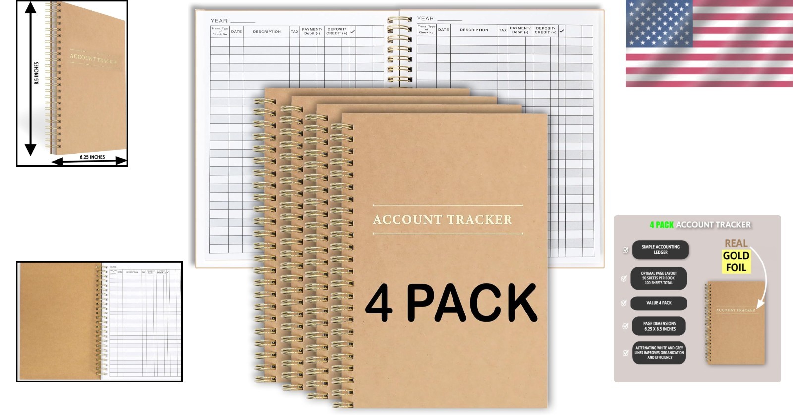 Home & Business Bookkeeping Set – Expense Ledger 100 Pages