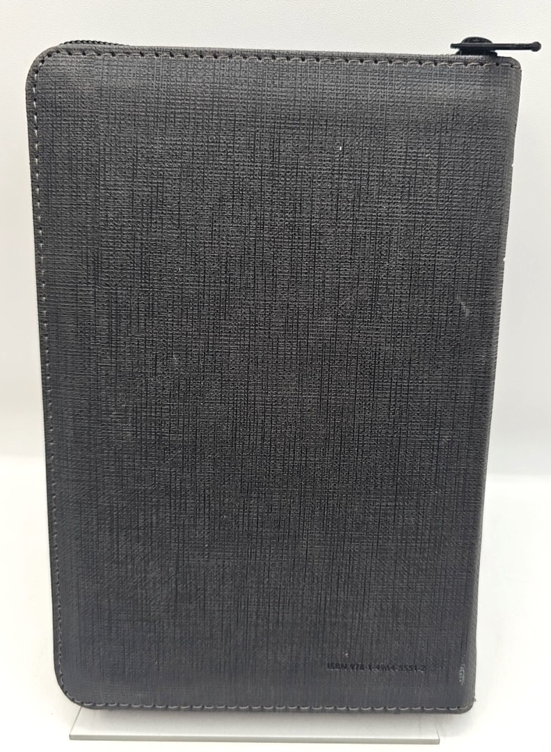 NLT Compact Zipper Bible Filament Enabled LeatherLike Charcoal Patch