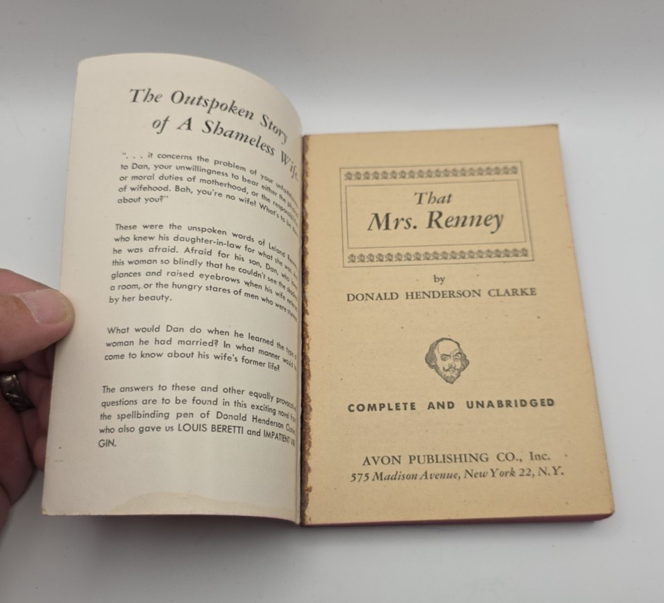 That Mrs. Renney by Donald Henderson Clarke Avon 431 1952