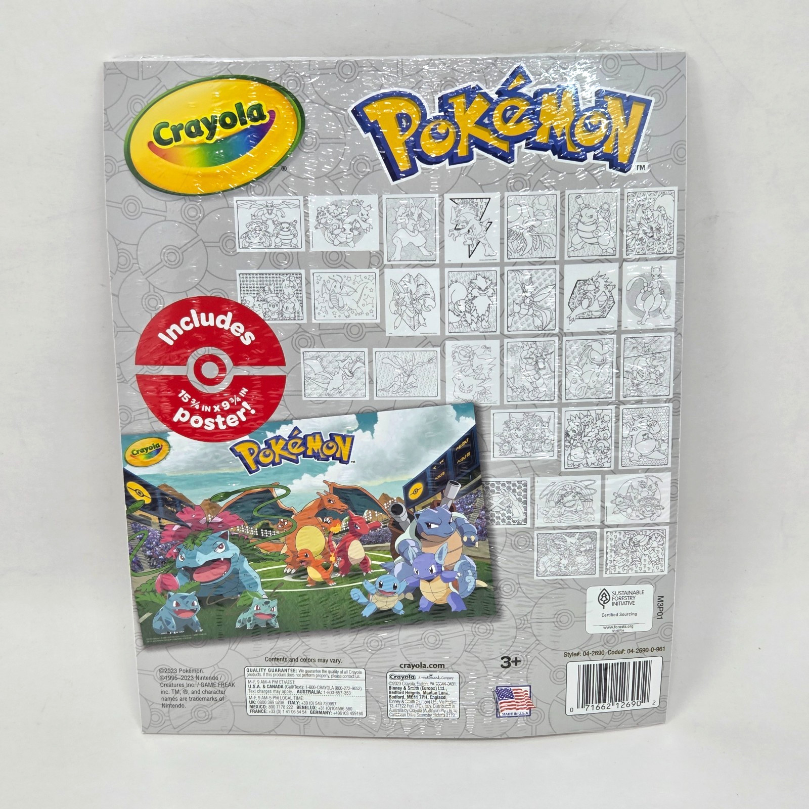 2023 CRAYOLA POKEMON BOOK W/ POSTER 28 PAGES TO COLOR NEW SEALED IN PACKAGE
