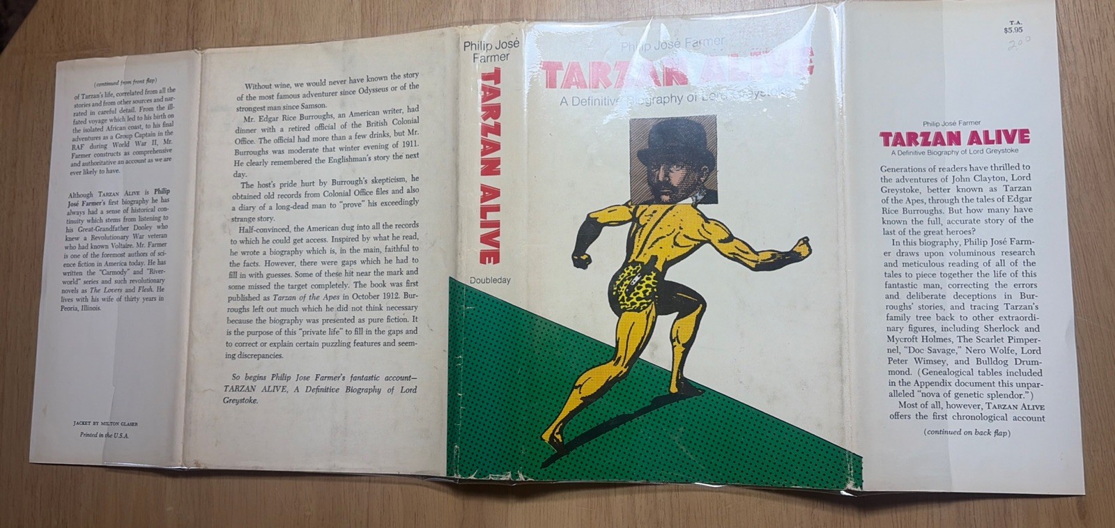 Philip Jose Farmer Tarzan Alive 1972 1st Ed HCDJ Doubleday Wold Newton Mylar VG