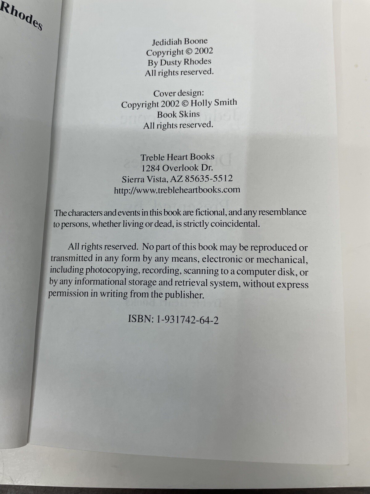 Jedidiah Boone by Dusty Rhodes SIGNED COPY
