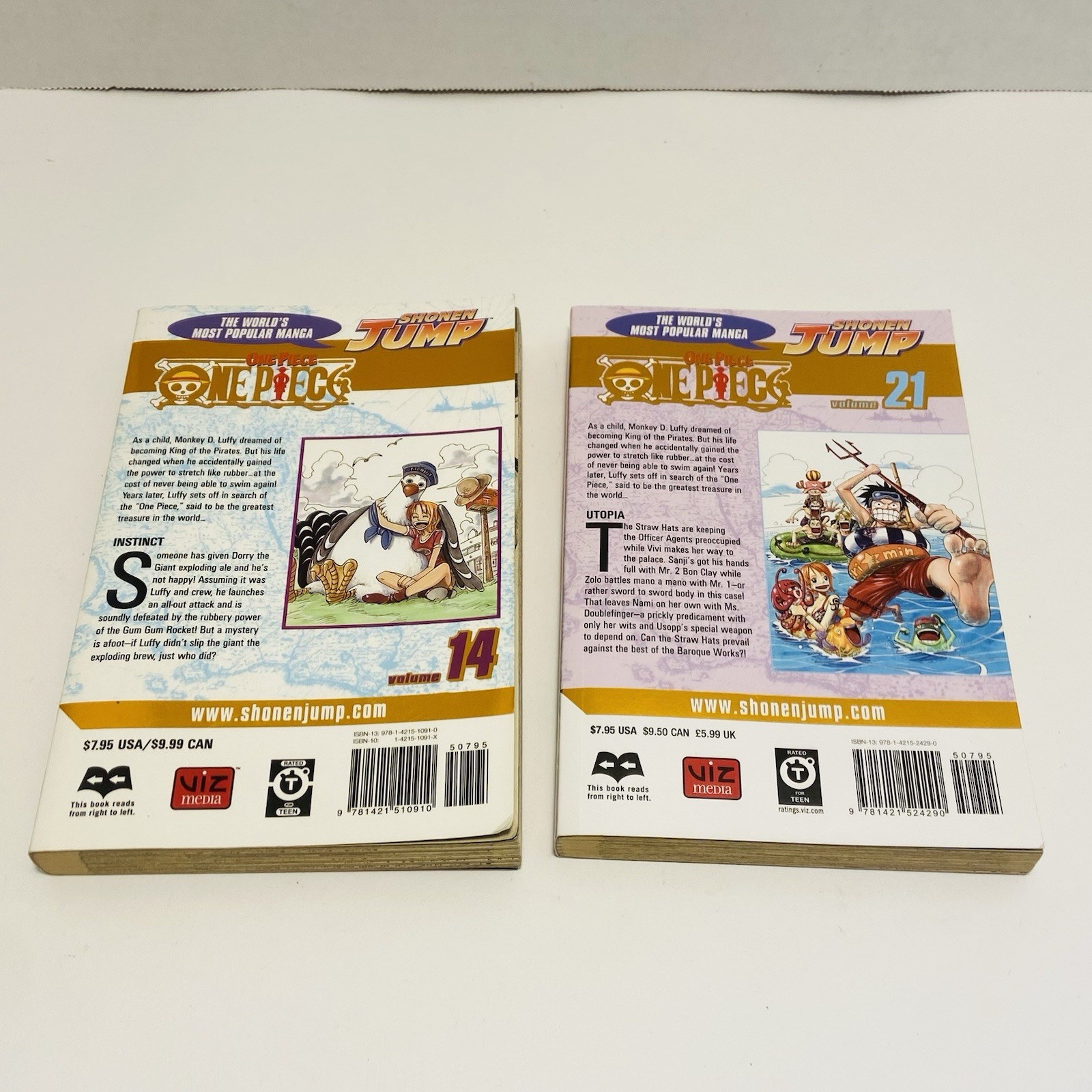 One Piece Vol. 14 + 21 Utopia & Instinct Oda 2007 Manga Gold Foil Rare Books