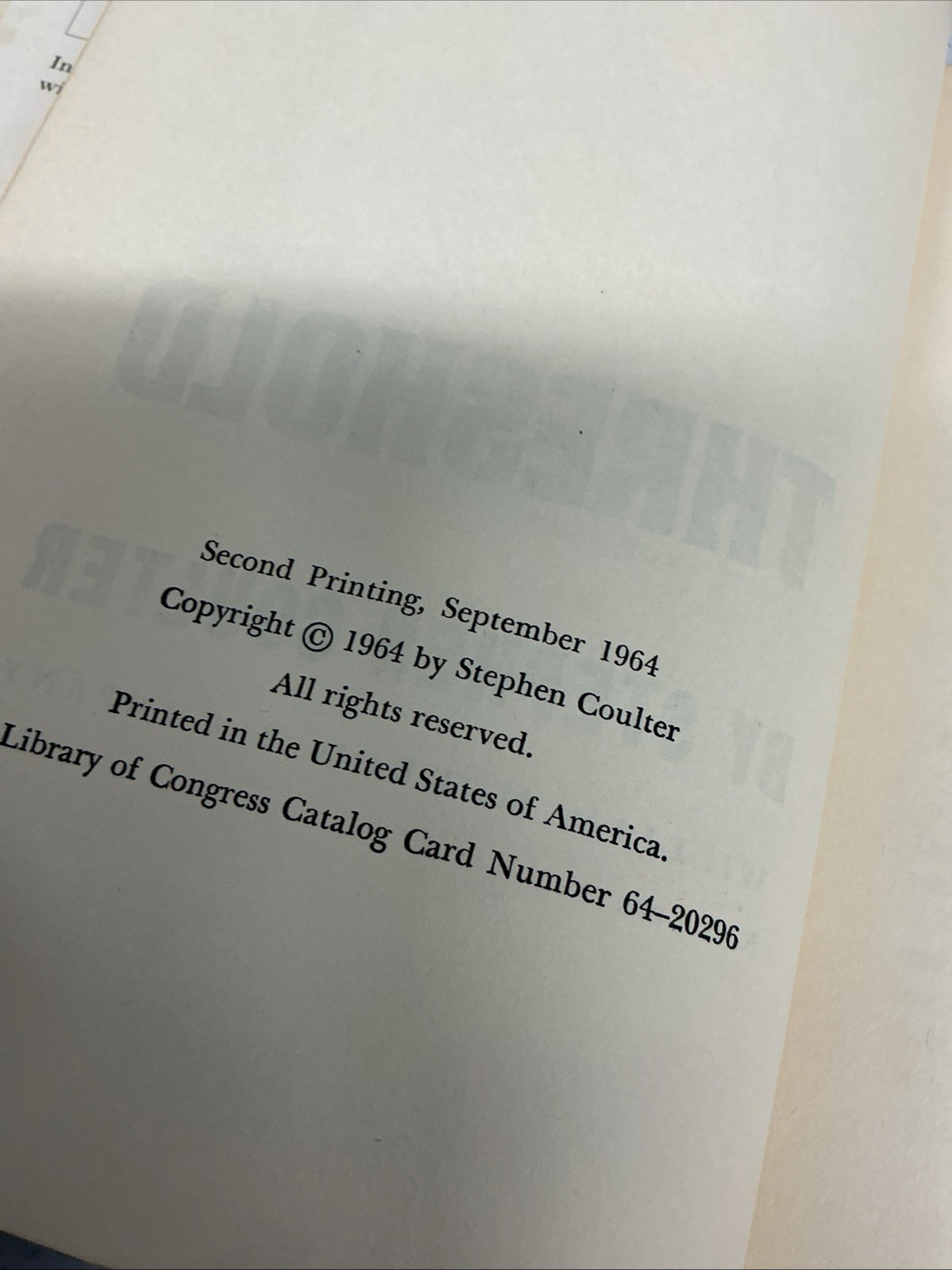 Threshold Stephen Coulter William Morrow & Co 1964 HC/DJ 2nd Print