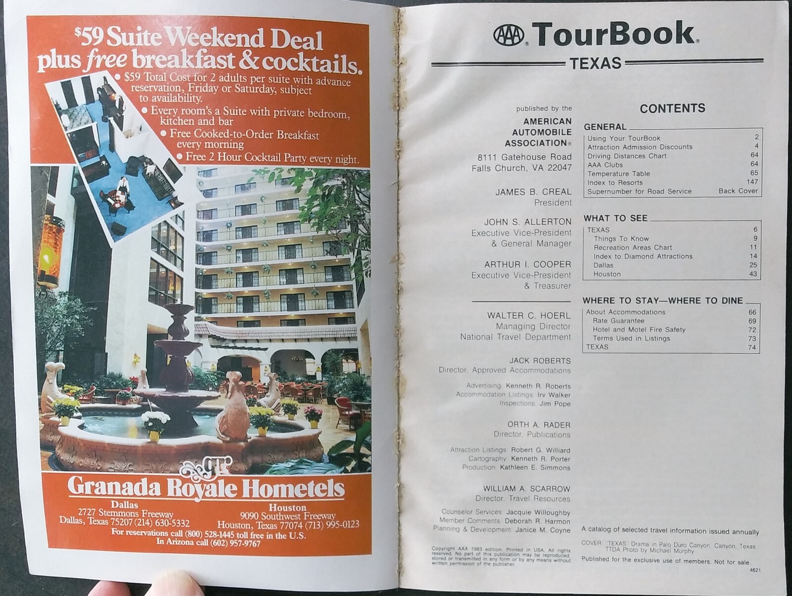 AAA TOUR BOOK TEXAS 1983 Edition 152 PAGES