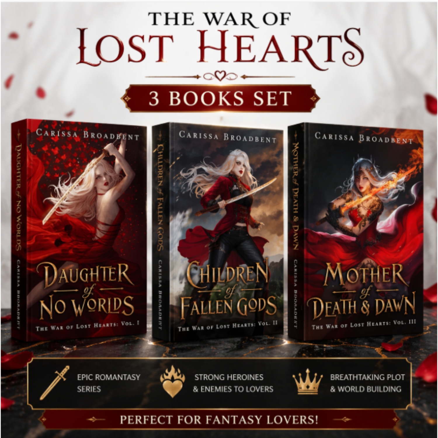 War of Lost Hearts Trilogy 3 Books Set Carissa Broadbent Fantasy English Version
