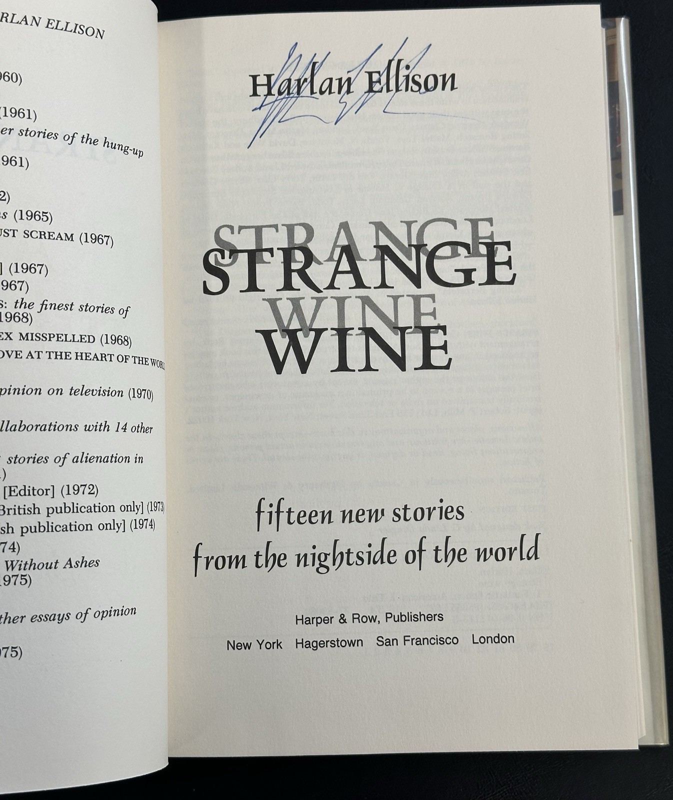 Strange Wine ~ Harlan Ellison ~ First Edition 1st Printing ~ Hardcover ~ Signed