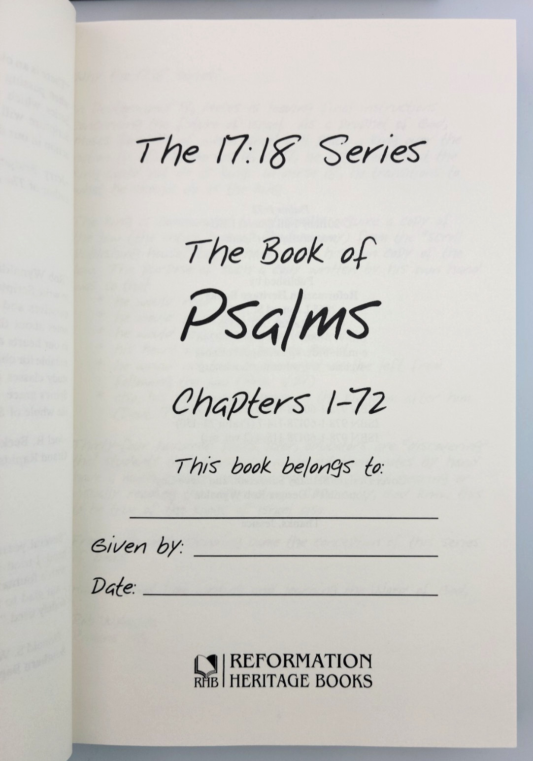 Psalms 2 Vol Set Journible The 17:18 Series Rob Wynalda Hardcover Bible Journal