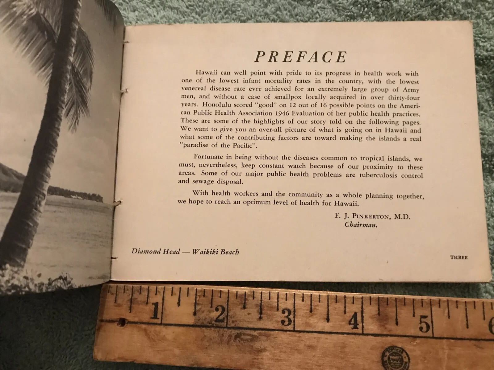 The Health Story In Hawaii. 1947 Booklet. 111 Pages. Book measures 4.25” X 6”.