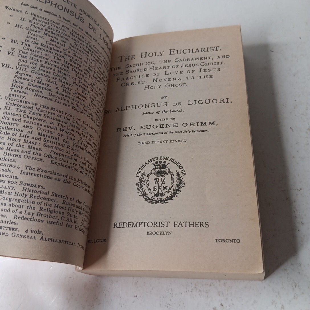 The Holy Eucharist by St. Alphonsus de Liguori MMPB (1934)